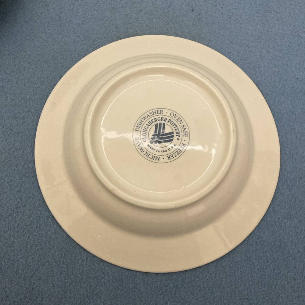 Longaberger Pottery Woven Traditions Classic Blue 8" Rimmed Soup Bowl - Set of 2 - Picture 3 of 7